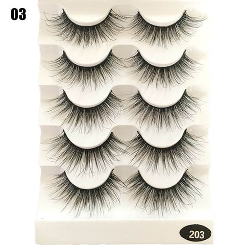 5 Pairs Faux Mink Hair False Eyelashes