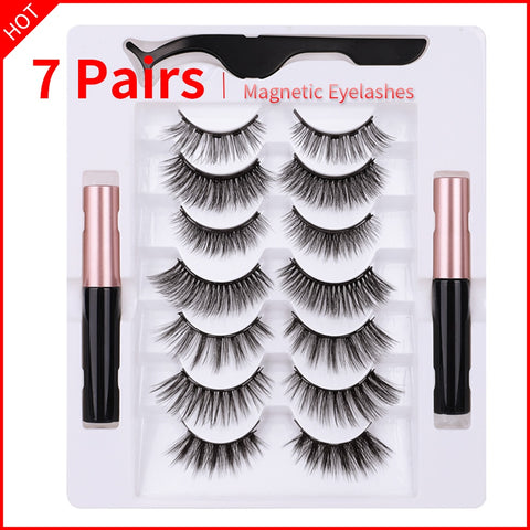 7 Pairs Eye Lashes Magnetic Eyelashes and Eyeliner