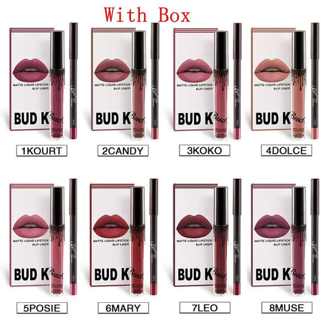 8 Color Set Matte Lipstick+ Lips Pencil